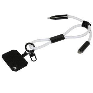Smycz na nadgarstek z uchwytem na telefon, kabel 60W RPET